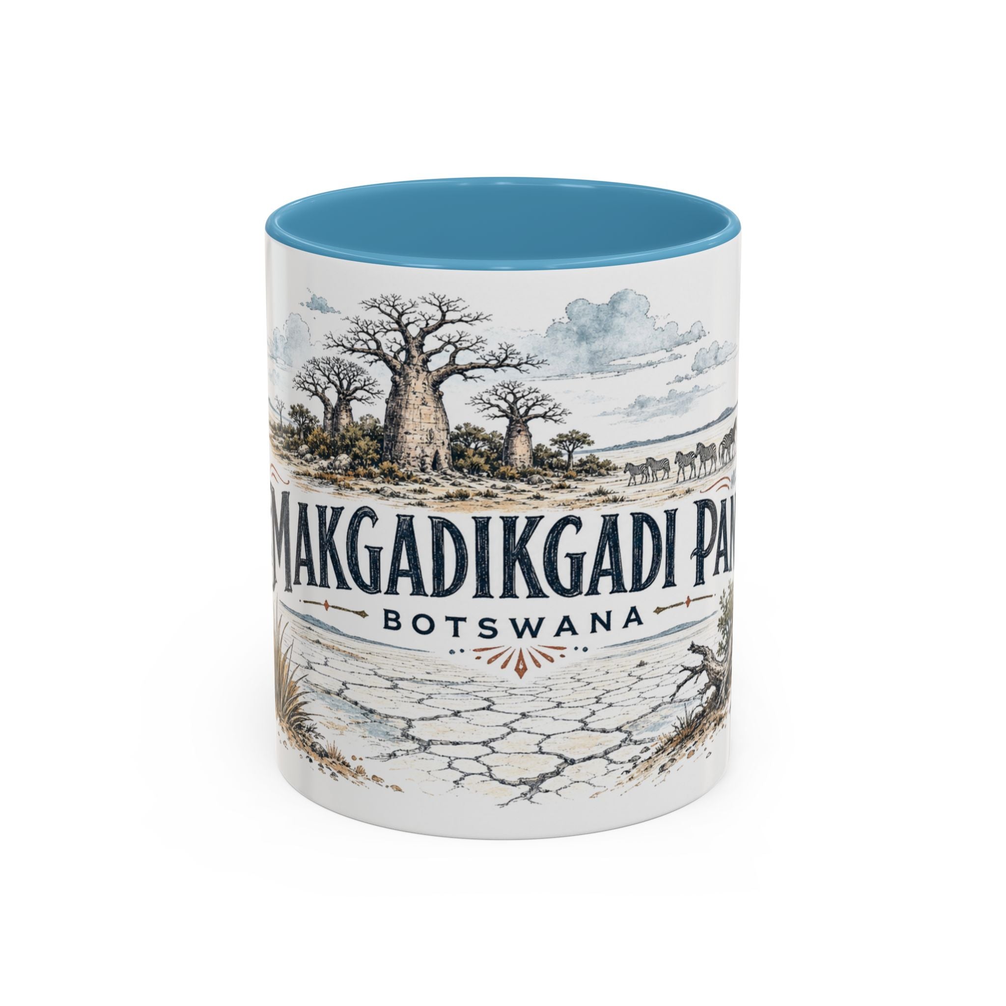 Makgadikgadi Pans Mug, Botswana Travel Souvenir, Bucket List Gift, Accent Ceramic Coffee Mug 11oz 15oz