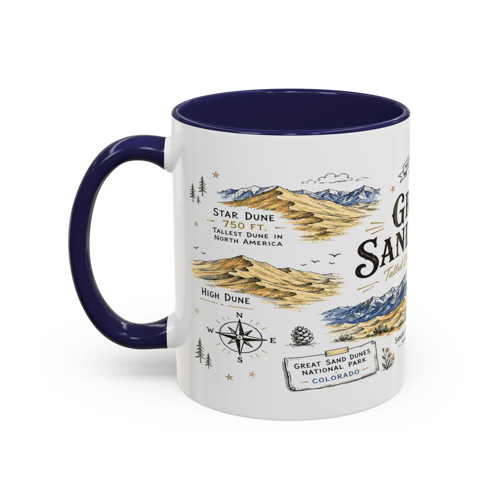 Great Sand Dunes National Park Coffee Mug | Colorado Desert Mountain Dunes Gift | Accent Color Ceramic 11oz 15oz