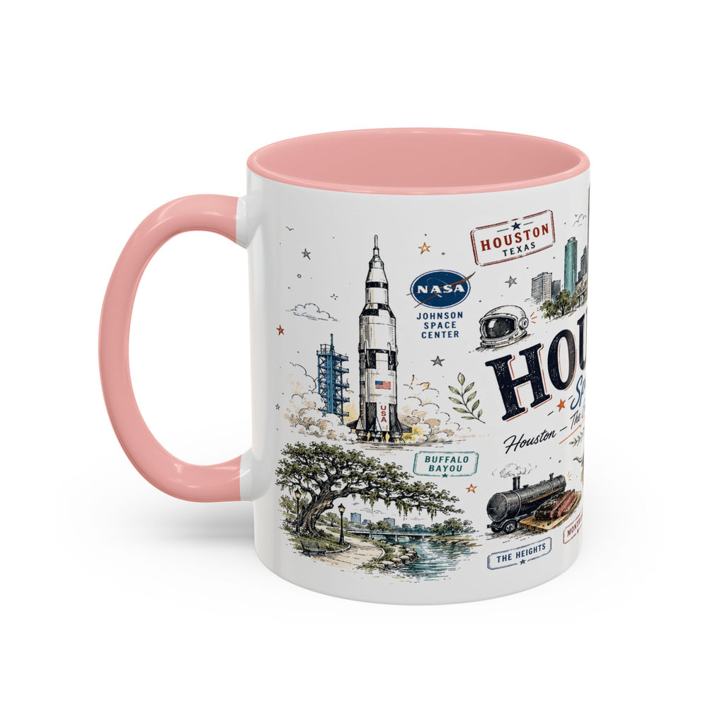 Houston Coffee Mug | Texas Souvenir City Gift | Accent Color Ceramic 11oz 15oz