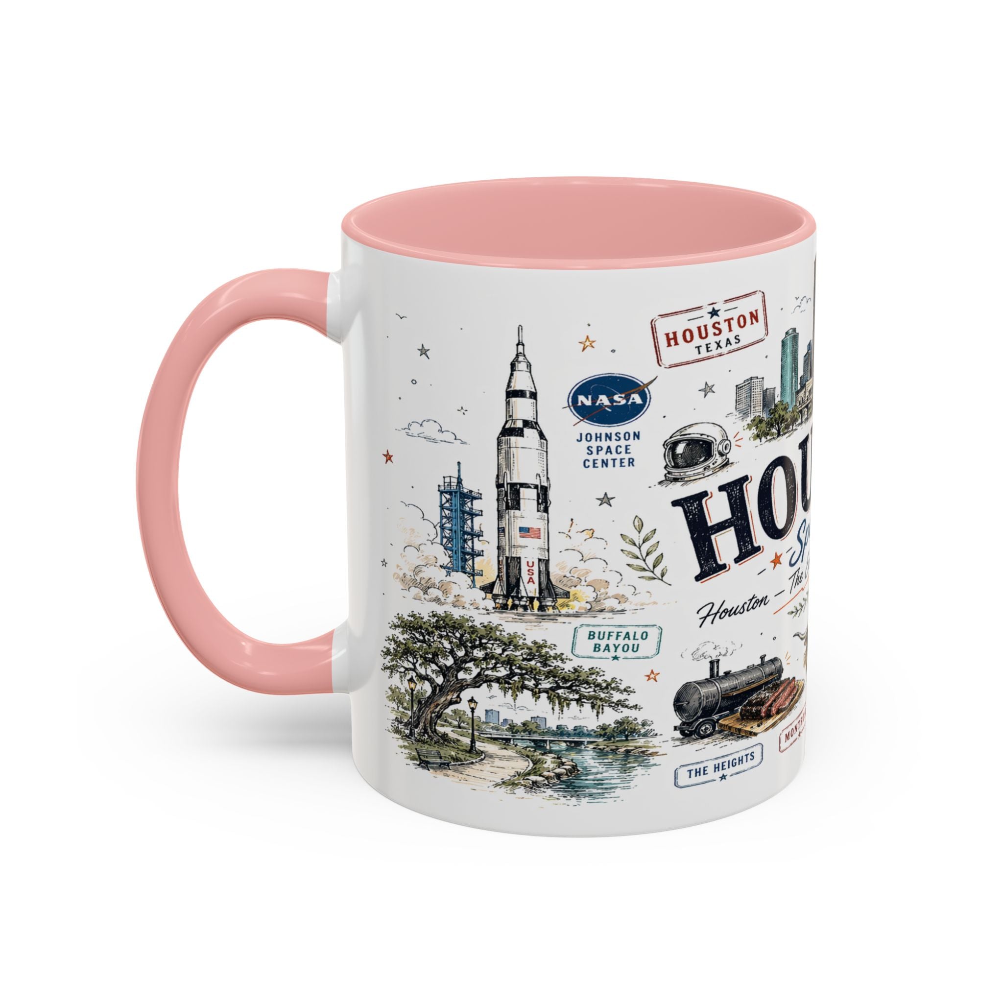 Houston Coffee Mug | Texas Souvenir City Gift | Accent Color Ceramic 11oz 15oz