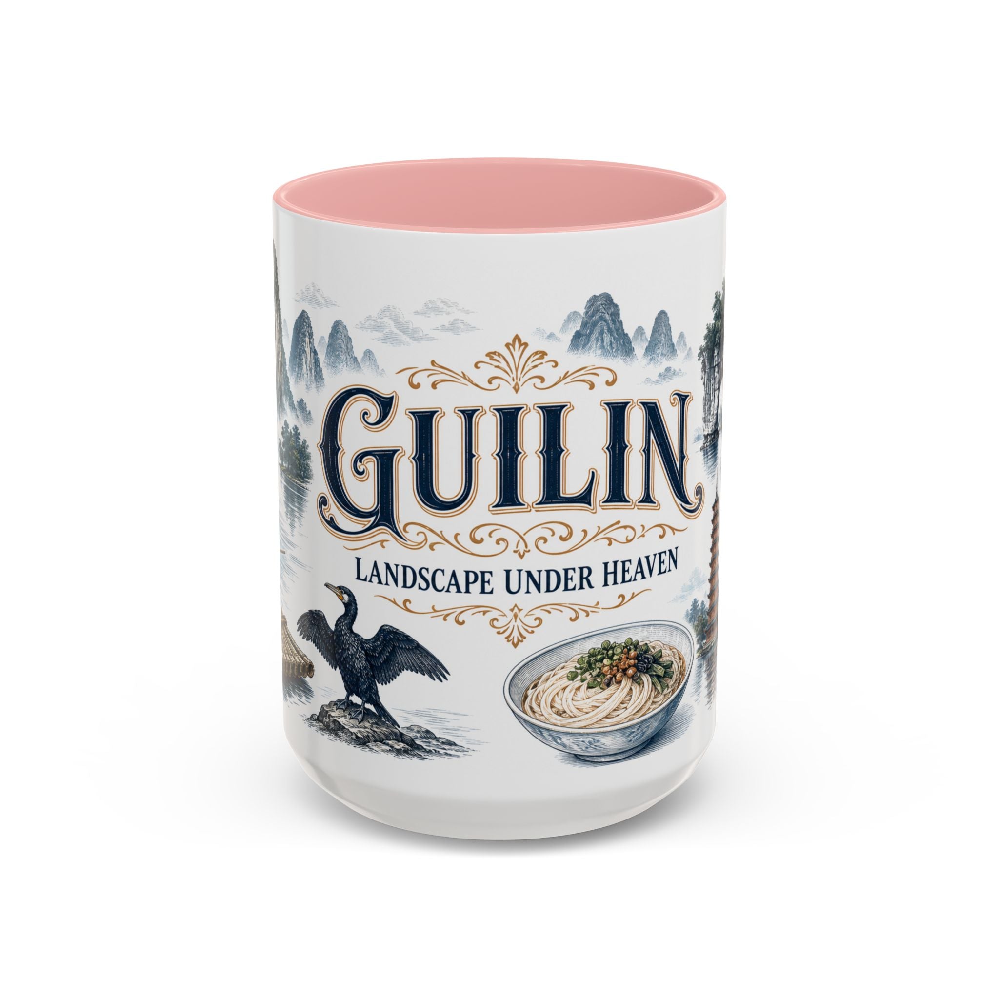 Guilin Coffee Mug | China Travel Souvenir | Vintage Illustrated City Gift | 11 oz 15 oz Accent Mug