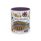 New Orleans Illustrated Travel Mug | City Souvenir Accent Coffee Mug | 11oz 15oz Ceramic Cup
