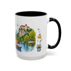 Bled Illustrated Travel Mug | Slovenia Souvenir Accent Coffee Mug | 11oz 15oz Ceramic Cup