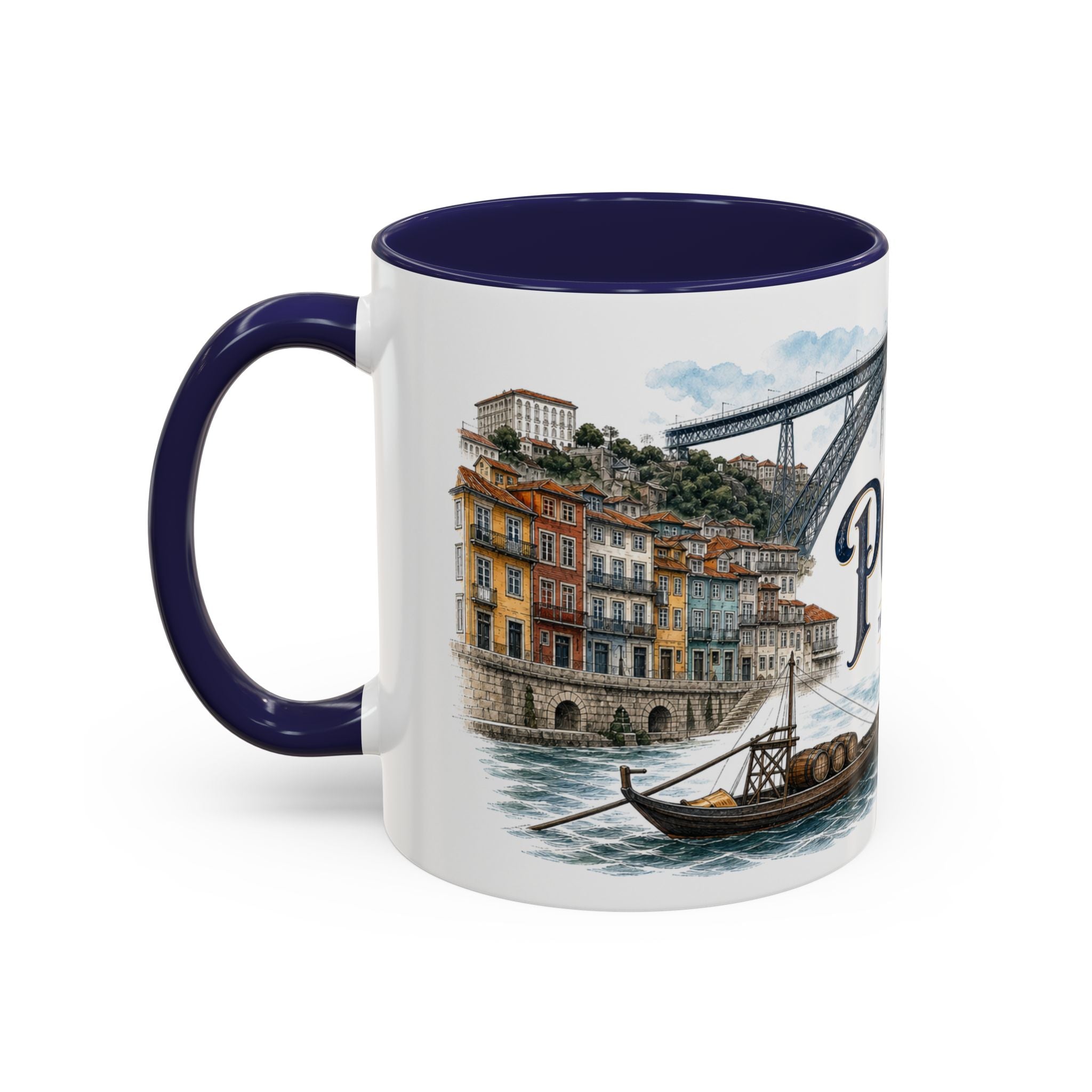 Porto Coffee Mug | Portugal Travel Souvenir | Vintage Illustrated City Gift | 11 oz 15 oz Accent Mug