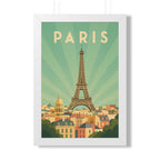 Paris Pastel France Framed Poster | Vintage Travel Wall Art | Black Walnut White Frame | 16x24 20x30