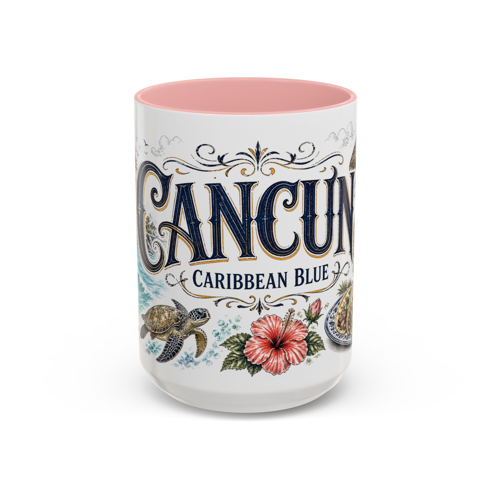 Cancun Coffee Mug | Mexico Travel Souvenir | Vintage Illustrated City Gift | 11 oz 15 oz Accent Mug