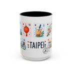 Taipei Coffee Mug | Postage Stamp Collage Mug | Travel Souvenir Accent Cup 11oz 15oz