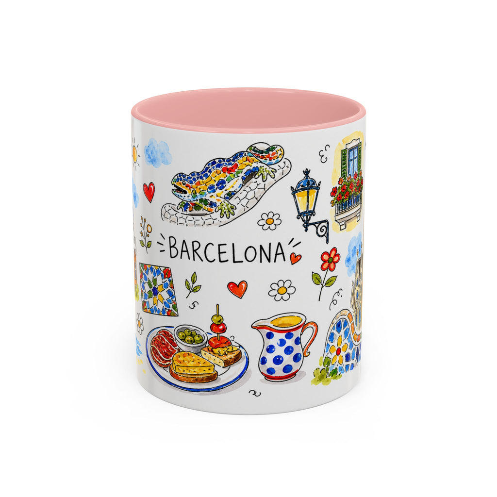 Barcelona Travel Mug | European City Souvenir Accent Coffee Mug | 11oz 15oz Ceramic Cup