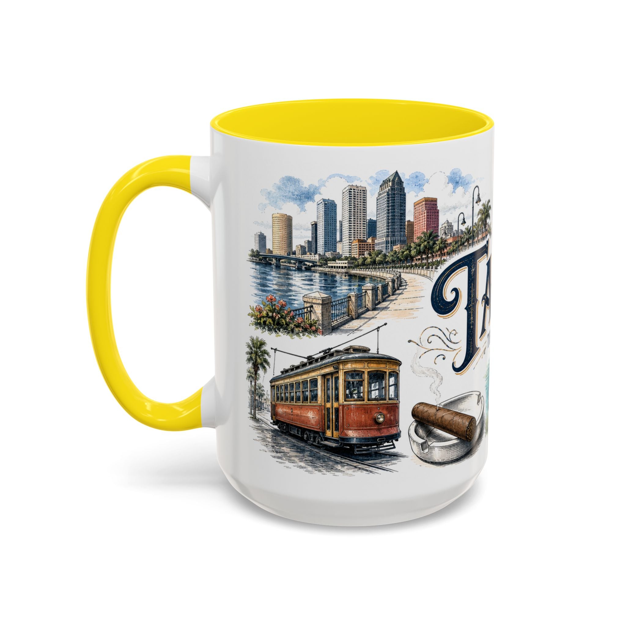 Tampa Coffee Mug | United States Travel Souvenir | Vintage Illustrated City Gift | 11 oz 15 oz Accent Mug