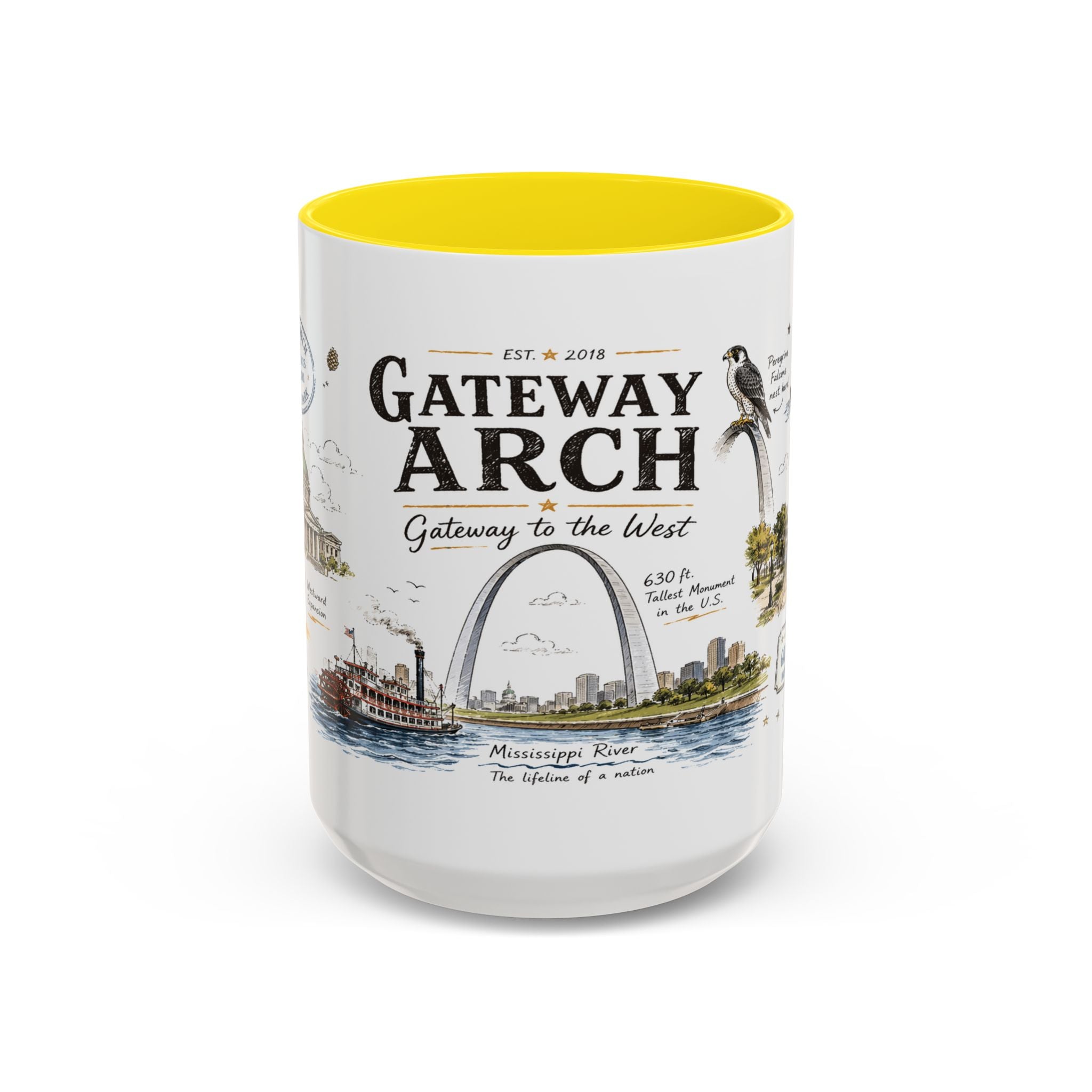Gateway Arch National Park Coffee Mug | Missouri St. Louis Landmark Gift | Accent Color Ceramic 11oz 15oz