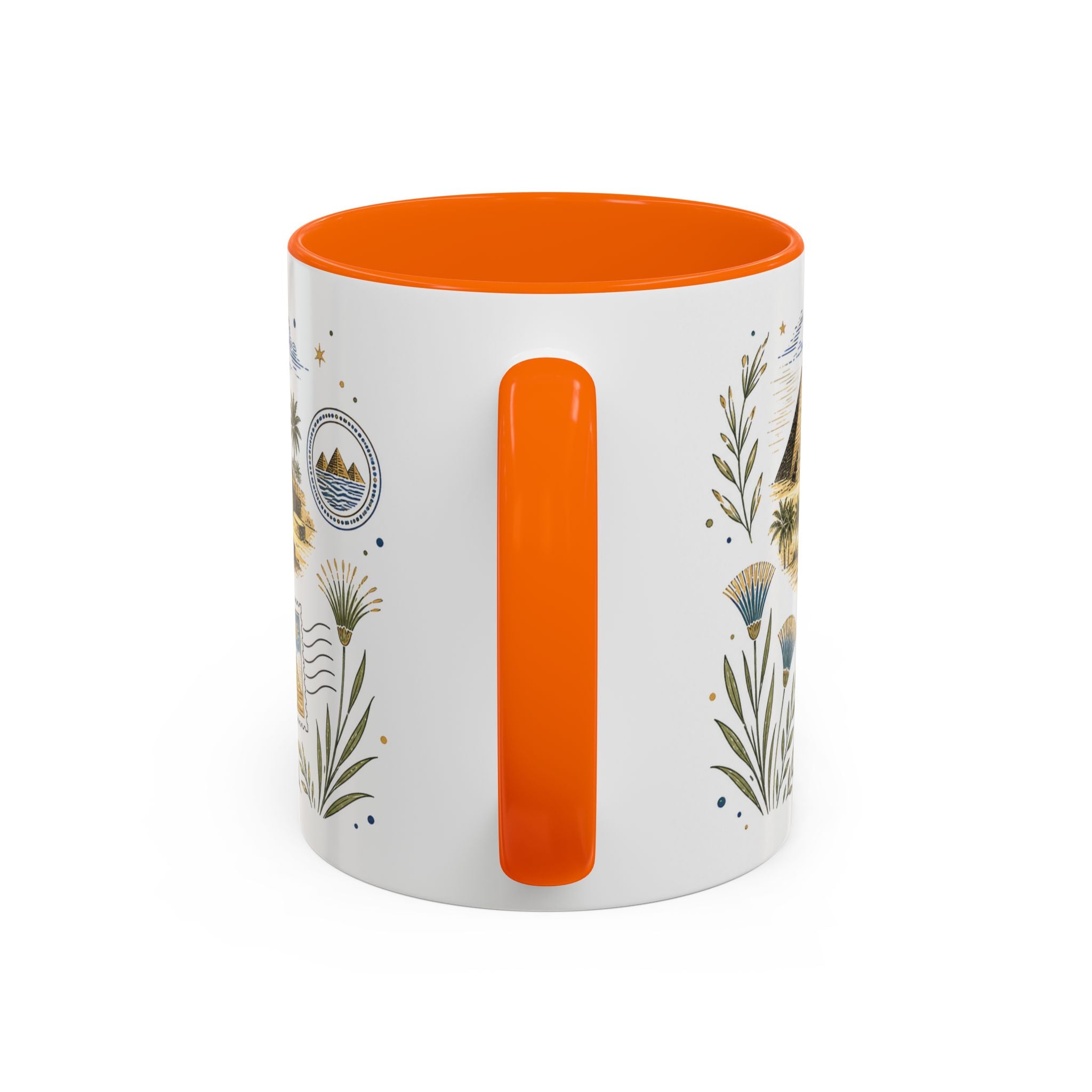 Pyramids of Giza Coffee Mug | Travel Destination Souvenir Gift | Accent Color Ceramic 11oz 15oz