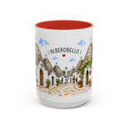 Alberobello Illustrated Travel Mug | Italy Souvenir Accent Coffee Mug | 11oz 15oz Ceramic Cup