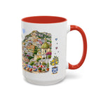 Positano Illustrated Travel Mug | Italy Souvenir Accent Coffee Mug | 11oz 15oz Ceramic Cup