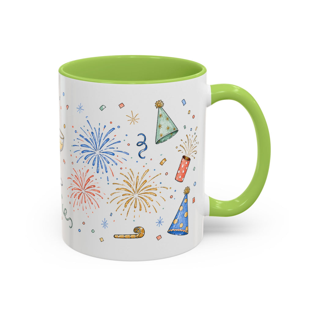 New Year Mug | Midnight Clock Toast Watercolor Celebration Gift | Accent Cup 11oz 15oz