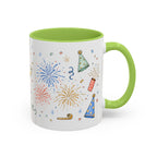 New Year Mug | Midnight Clock Toast Watercolor Celebration Gift | Accent Cup 11oz 15oz