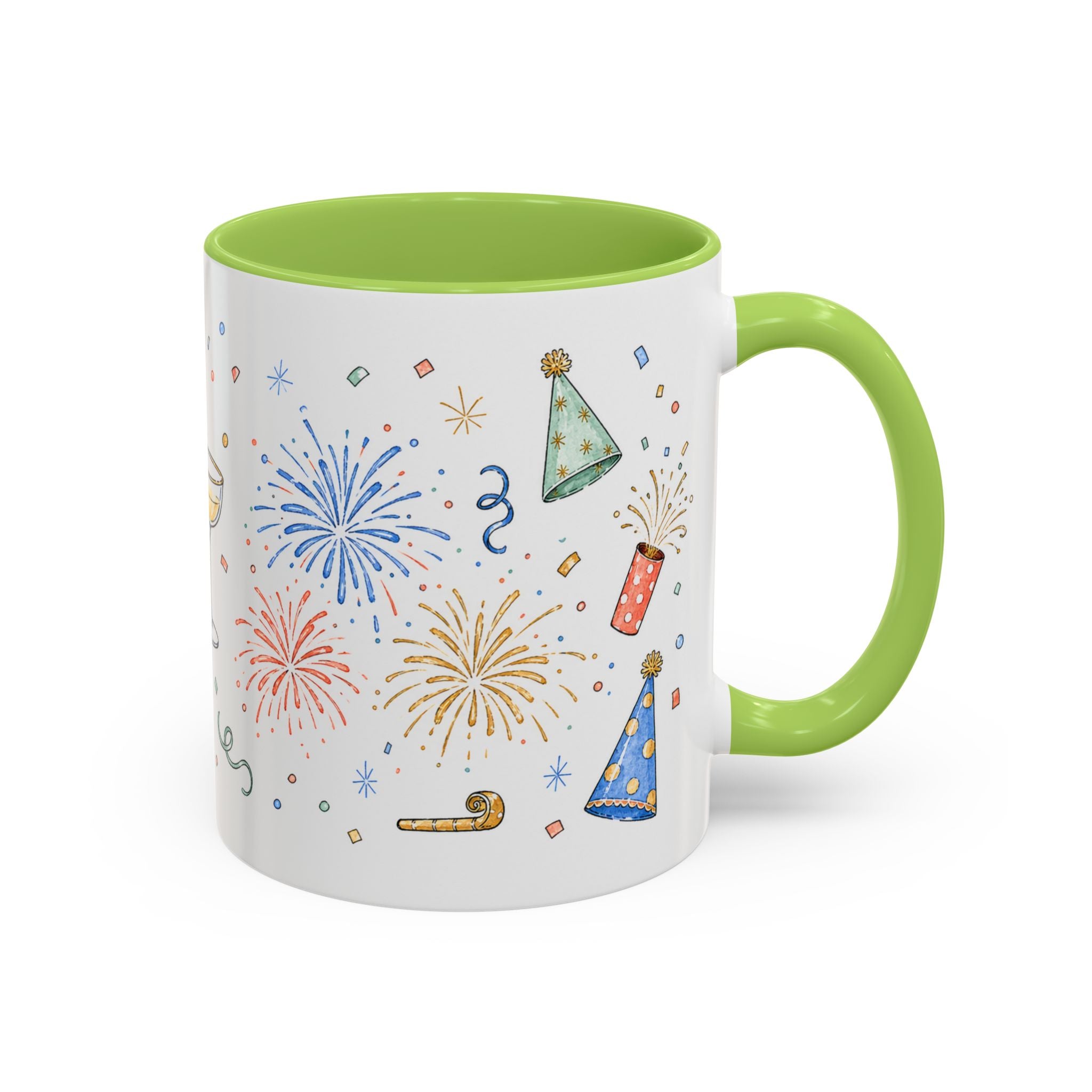 New Year Mug | Midnight Clock Toast Watercolor Celebration Gift | Accent Cup 11oz 15oz