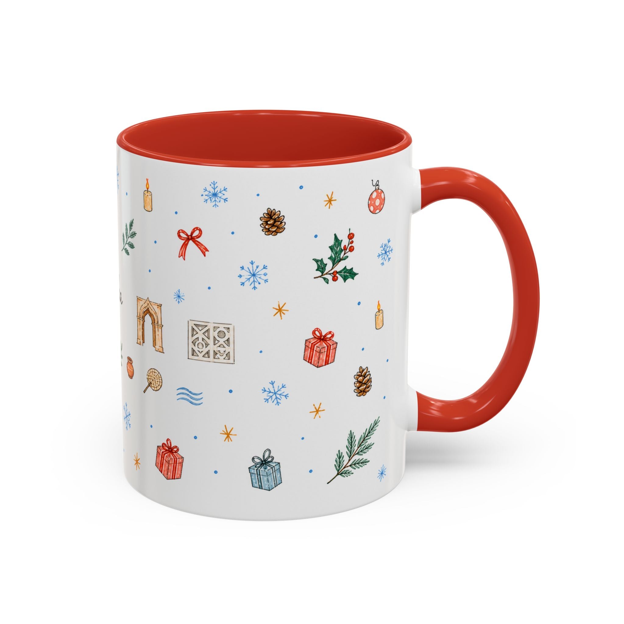 Dhaka Christmas Mug | Watercolor Travel Souvenir | Holiday Gift | Accent Ceramic Coffee Cup 11oz 15oz