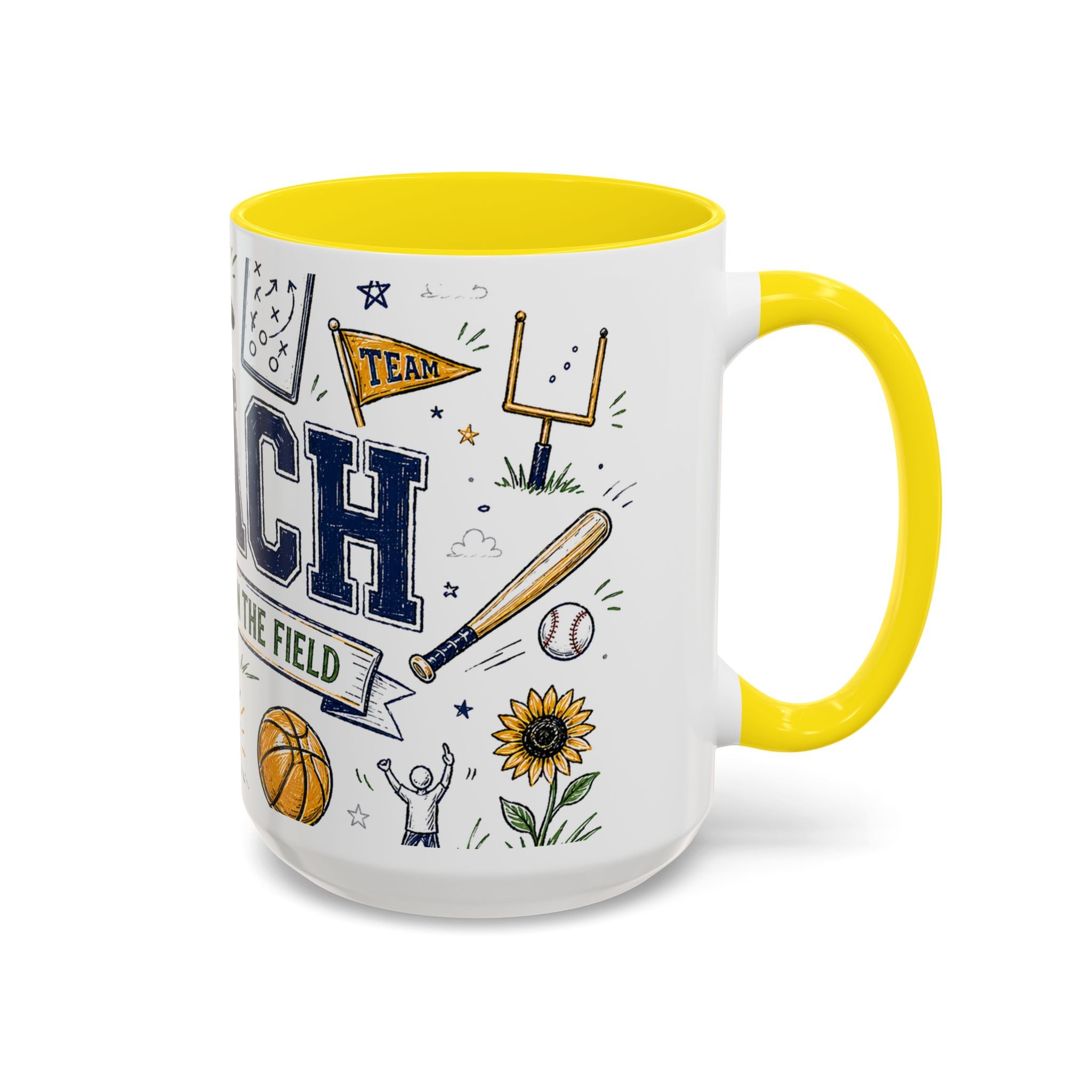 Coach Best Dad On The Field Coffee Mug | Father's Day Gift for Dad | Accent Color Ceramic 11oz 15oz