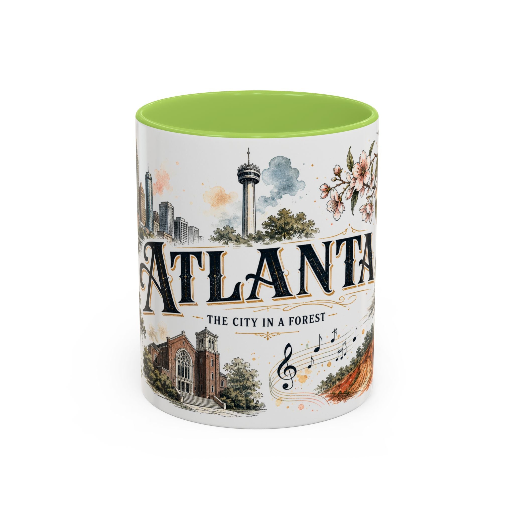 Atlanta Coffee Mug | United States Travel Souvenir | Vintage Illustrated City Gift | 11 oz 15 oz Accent Mug