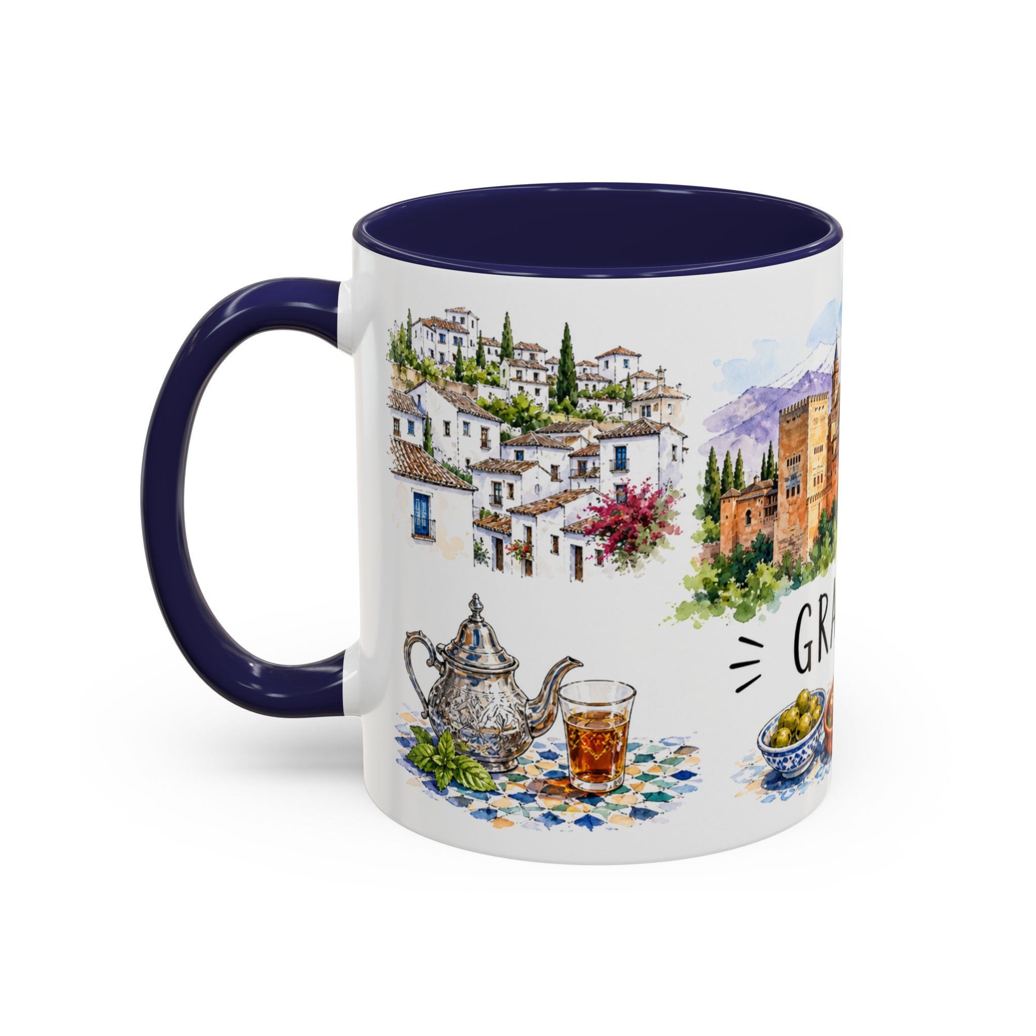 Granada Illustrated Travel Mug | City Souvenir Accent Coffee Mug | 11oz 15oz Ceramic Cup