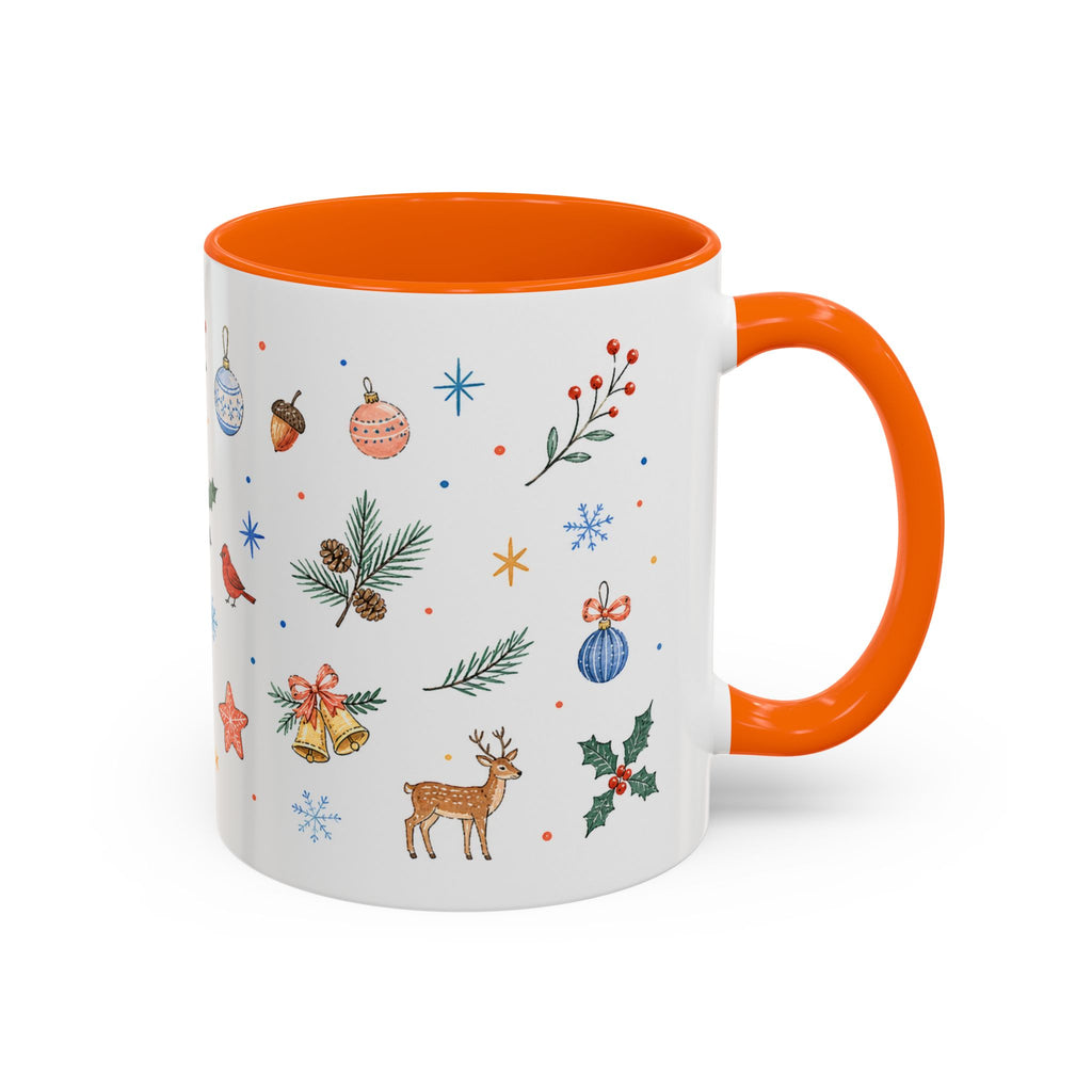 Woodland Christmas Mug | Deer Bird Watercolor Holiday Gift | Accent Cup 11oz 15oz