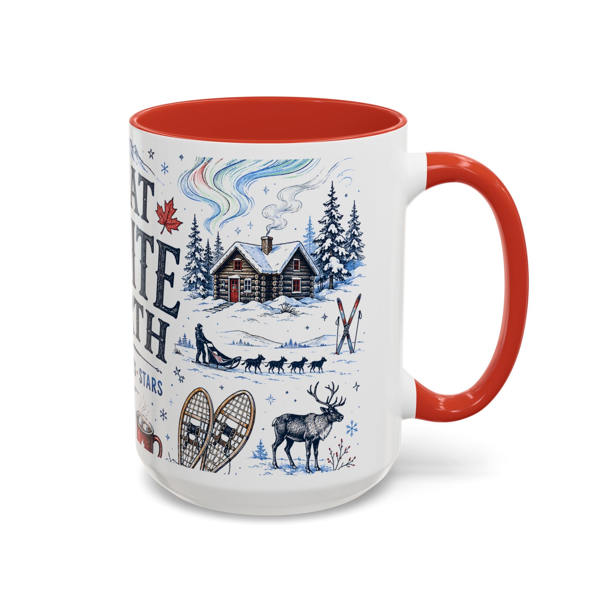 Great White North Coffee Mug | Canadian Pride Gift | Accent Color Ceramic 11oz 15oz