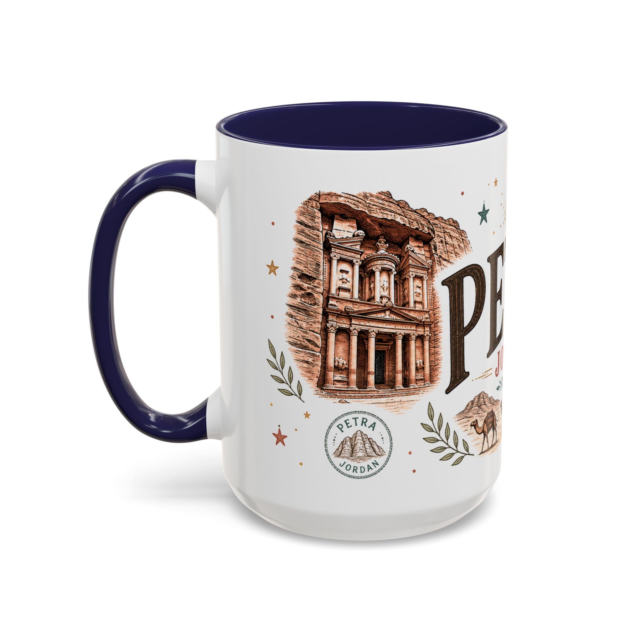 Petra Coffee Mug | Travel Destination Souvenir Gift | Accent Color Ceramic 11oz 15oz