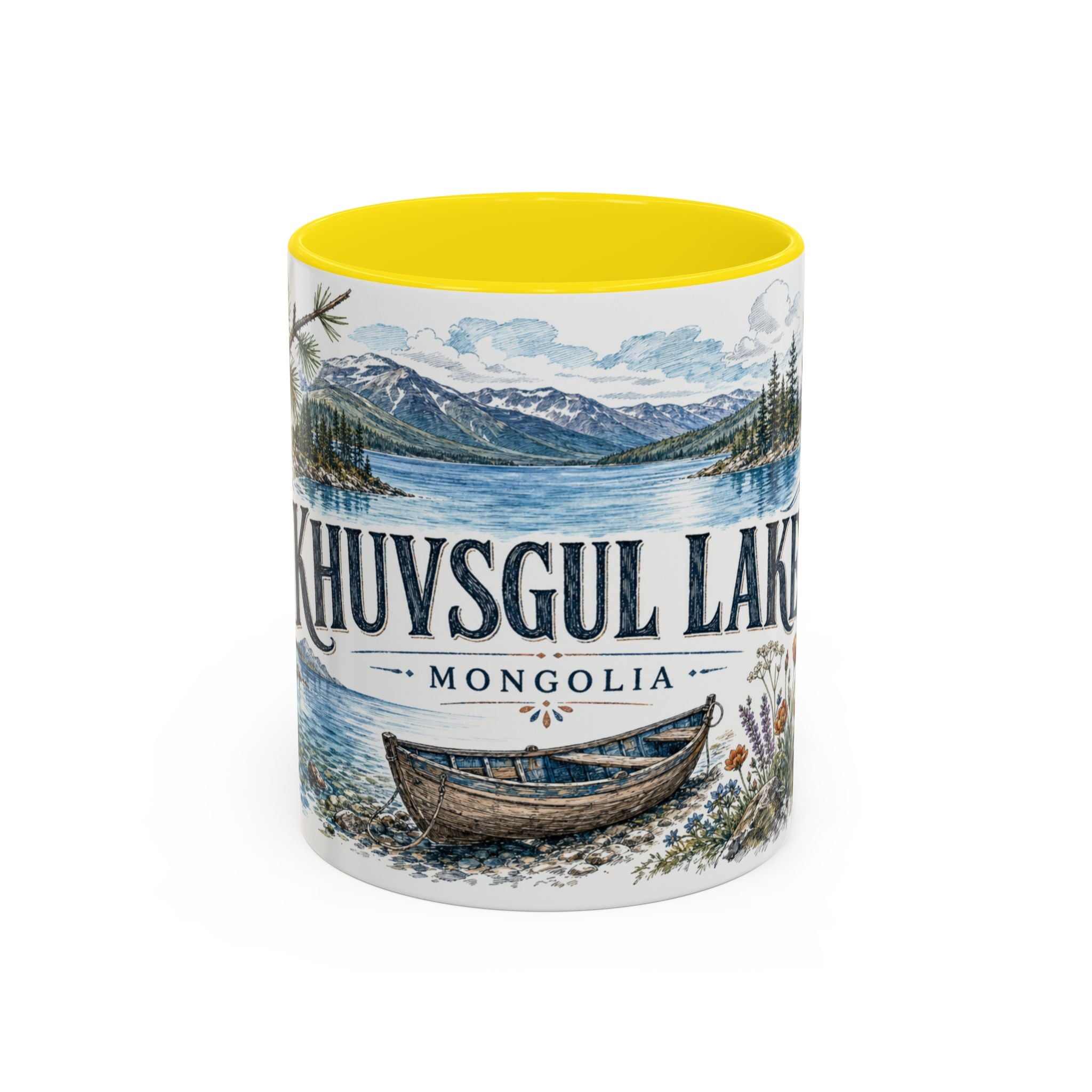 Khuvsgul Lake Mug, Mongolia Travel Souvenir, Bucket List Gift, Accent Ceramic Coffee Mug 11oz 15oz
