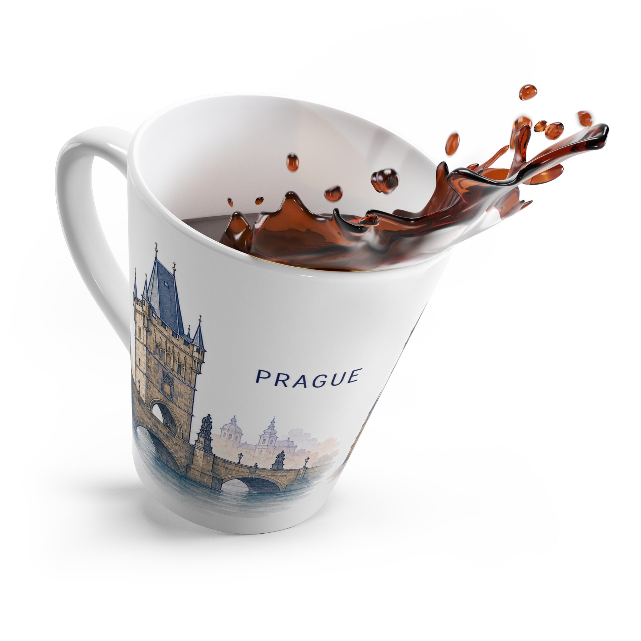 Prague Latte Mug | Watercolor City Travel Mug | 12 oz Ceramic Souvenir Gift