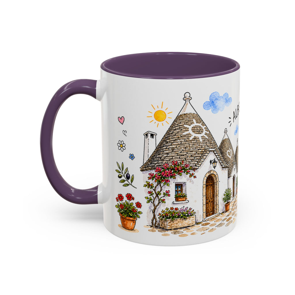 Alberobello Illustrated Travel Mug | Italy Souvenir Accent Coffee Mug | 11oz 15oz Ceramic Cup