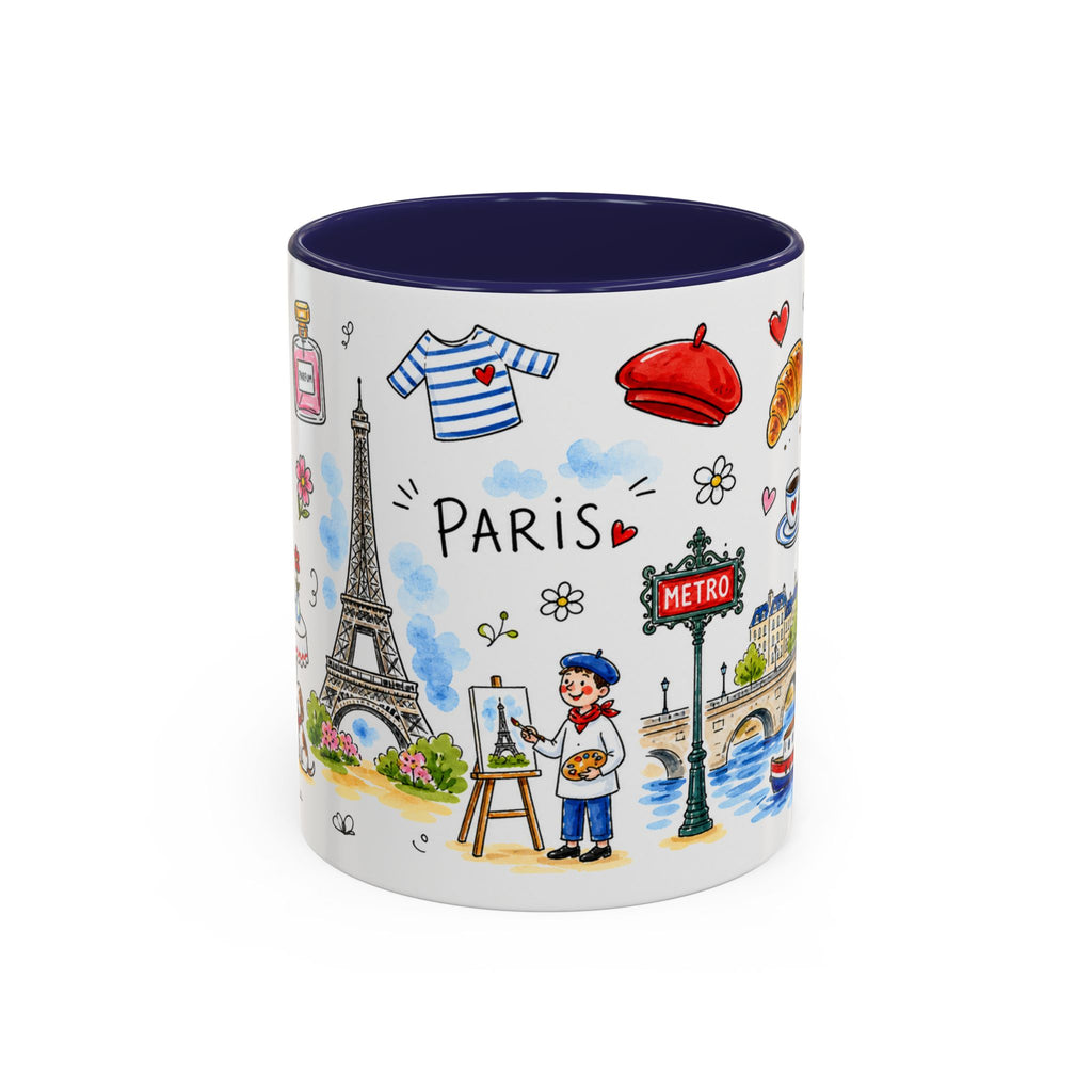 Paris Travel Mug | European City Souvenir Accent Coffee Mug | 11oz 15oz Ceramic Cup