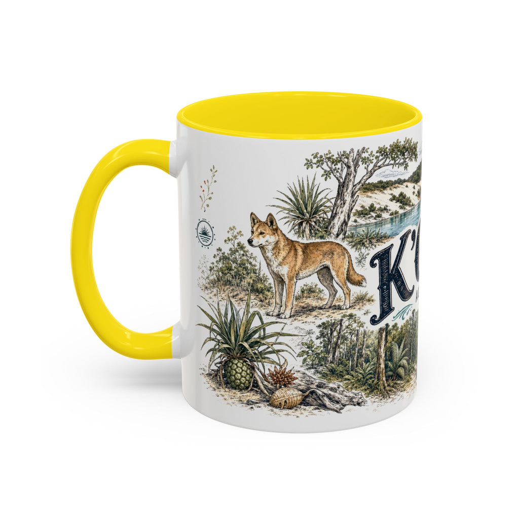 K'gari Mug, Australia Travel Souvenir, Bucket List Gift, Accent Ceramic Coffee Mug 11oz 15oz