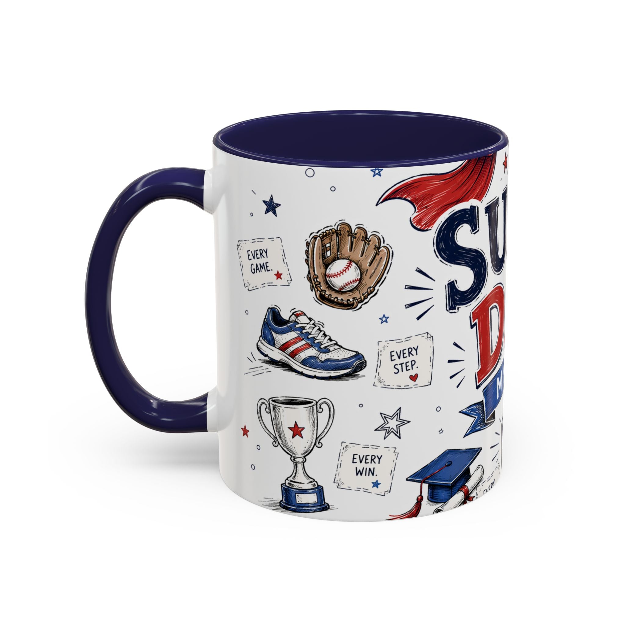 Super Dad My Hero Coffee Mug | Father's Day Gift for Dad | Accent Color Ceramic 11oz 15oz