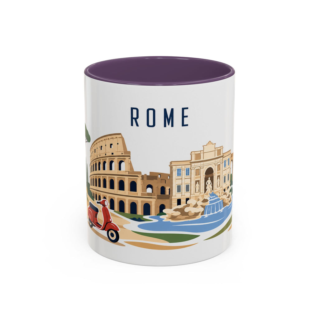 Rome Coffee Mug | Italy Travel Souvenir | Porcelain Decal City Gift | 11oz 15oz Accent Mug