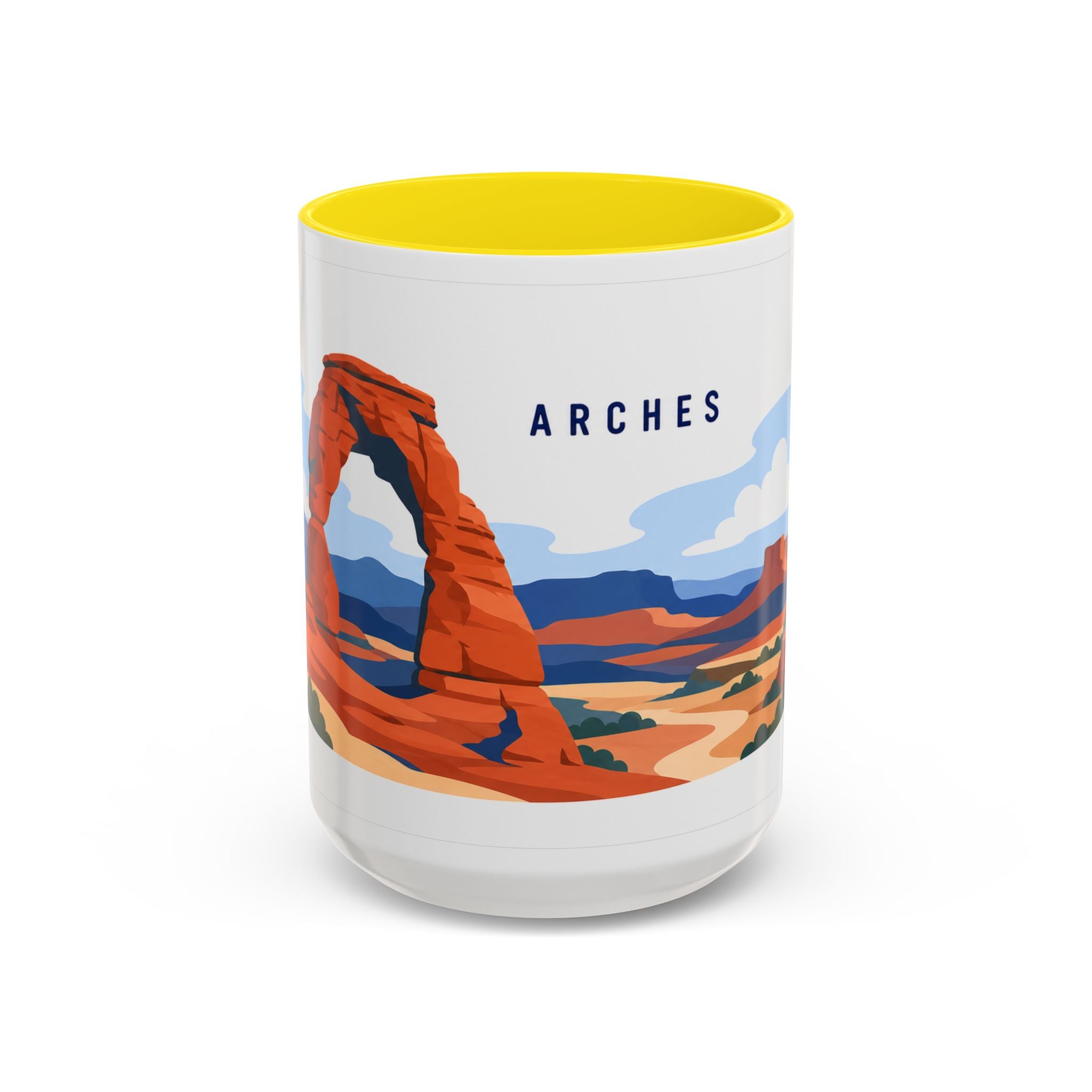 Arches National Park Coffee Mug | Solid Color Block Park Souvenir | 11oz 15oz Accent Mug