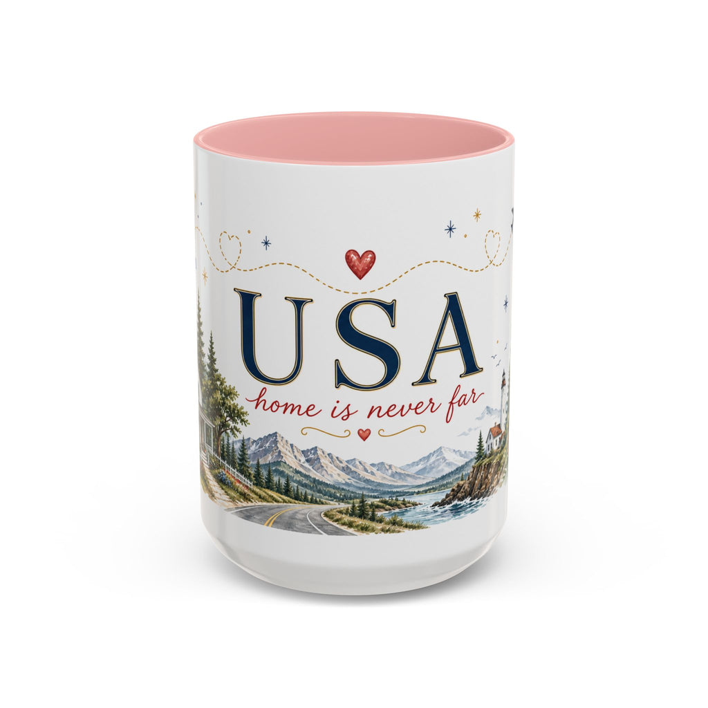 USA Home Country Mug | Moving Away Gift | Long Distance Friendship | 11 oz 15 oz Accent Mug
