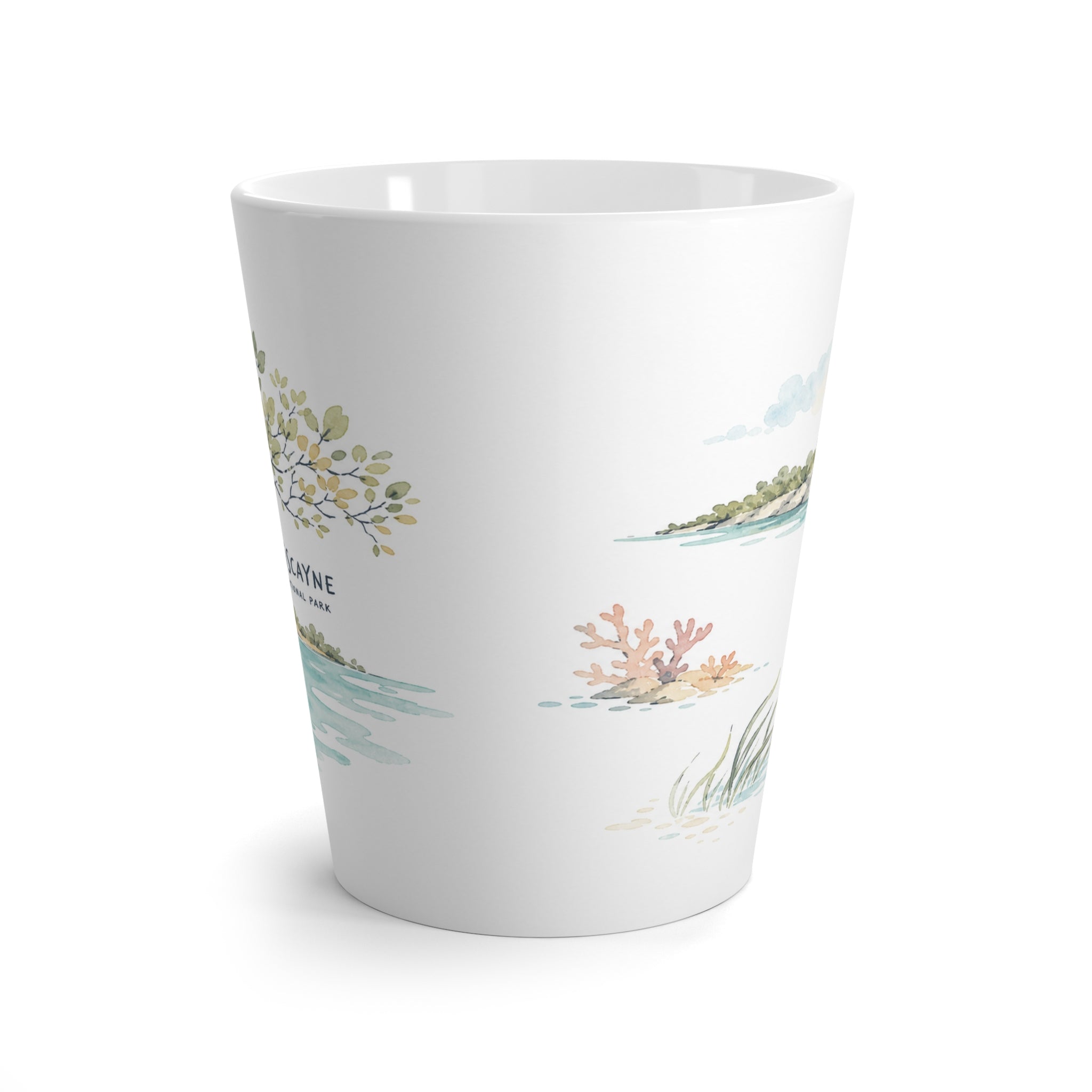 Biscayne National Park Latte Mug | Pastel Watercolor Nature Coffee Cup | 12 oz Travel Souvenir Gift