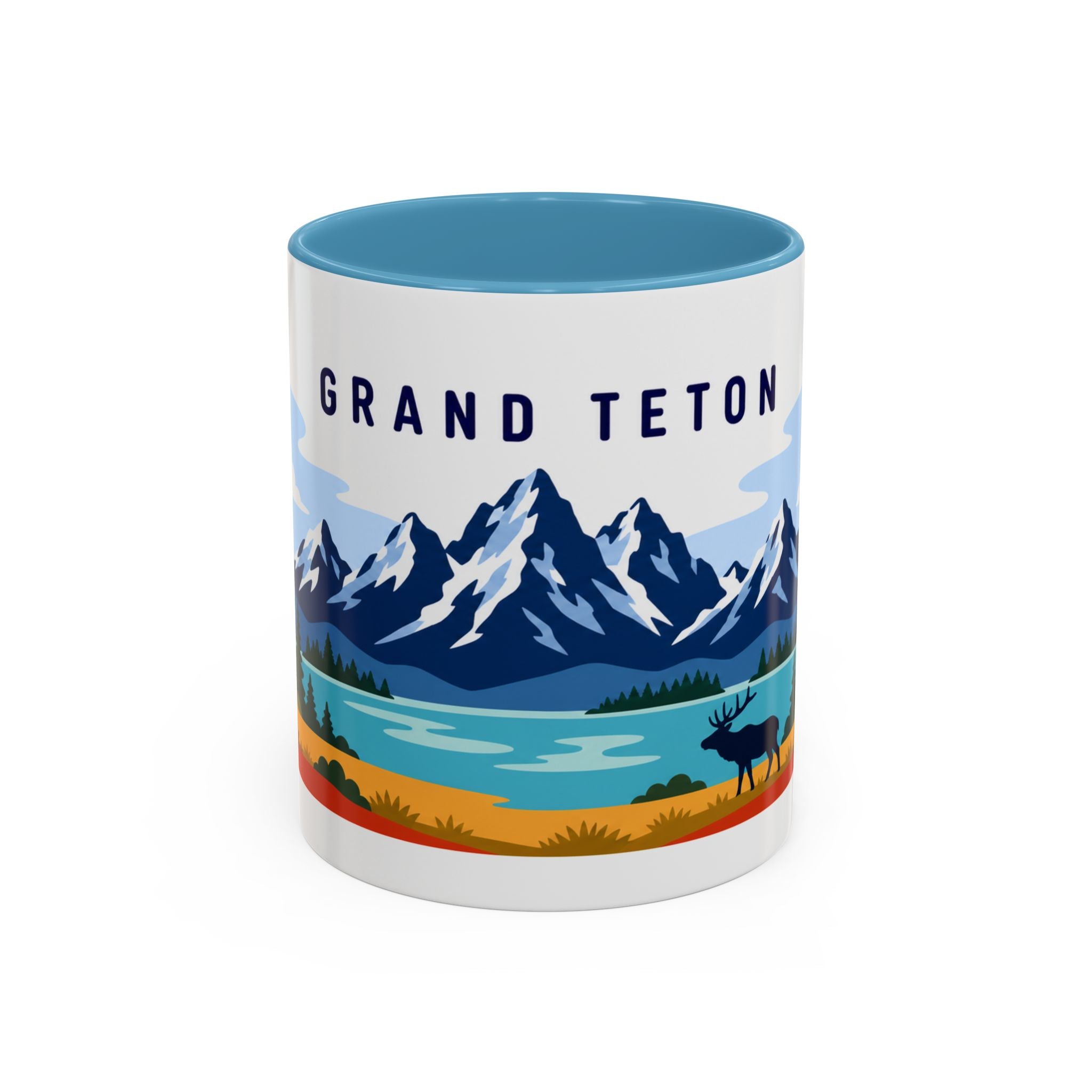 Grand Teton Coffee Mug | Travel Destination Souvenir Gift | Accent Color Ceramic 11oz 15oz