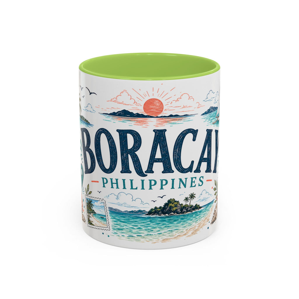 Boracay Coffee Mug | Travel Destination Souvenir Gift | Accent Color Ceramic 11oz 15oz