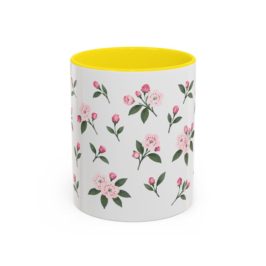 Connecticut Mountain Laurel Mug, State Flower Floral Coffee Cup, 11oz Botanical Gift