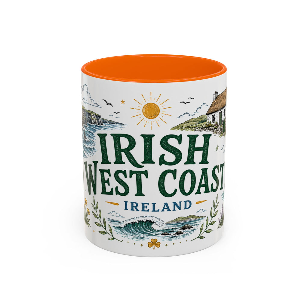 Irish West Coast Coffee Mug | Travel Destination Souvenir Gift | Accent Color Ceramic 11oz 15oz