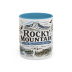 Rocky Mountain Coffee Mug | National Park Hiking Camping Gift | Accent Color Ceramic 11oz 15oz