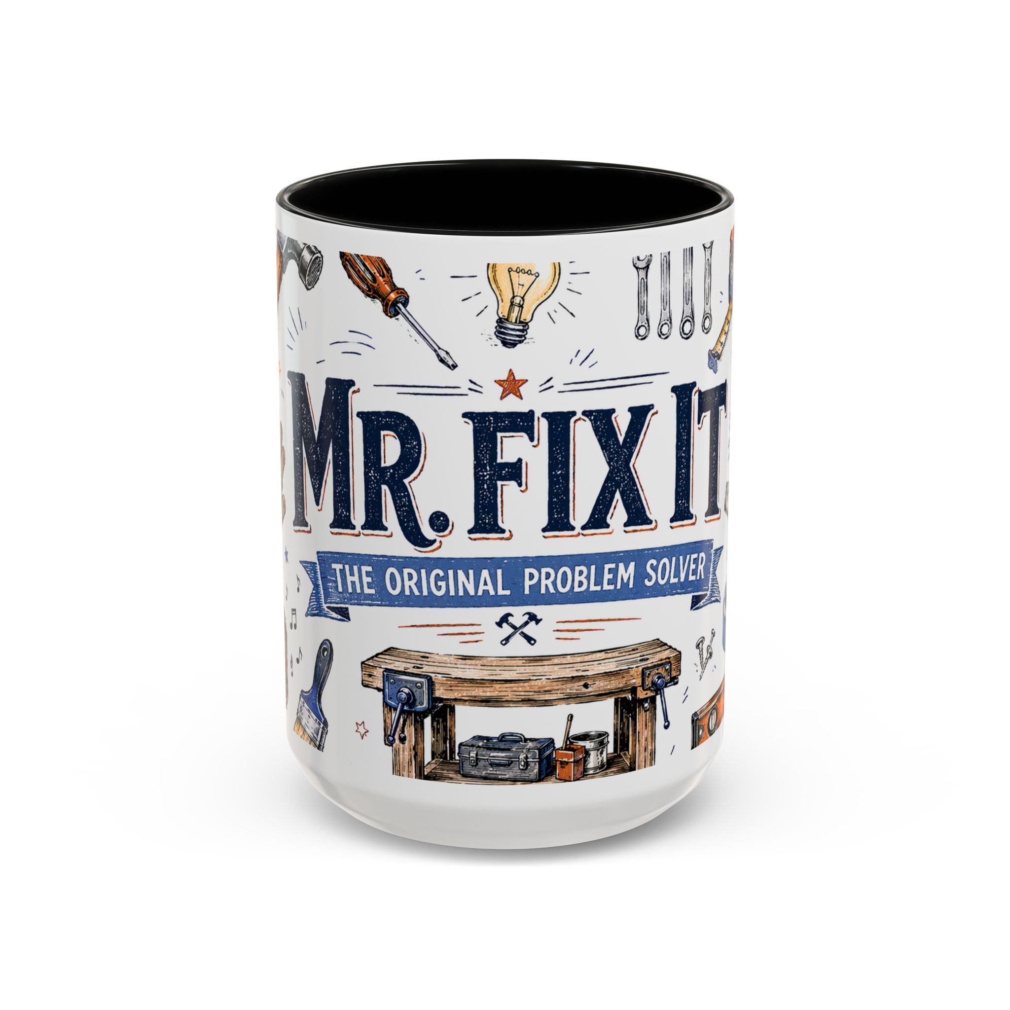 Mr Fix It Coffee Mug | Father's Day Gift for Dad | Accent Color Ceramic 11oz 15oz