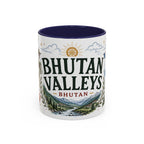 Bhutan Valleys Coffee Mug | Travel Destination Souvenir Gift | Accent Color Ceramic 11oz 15oz
