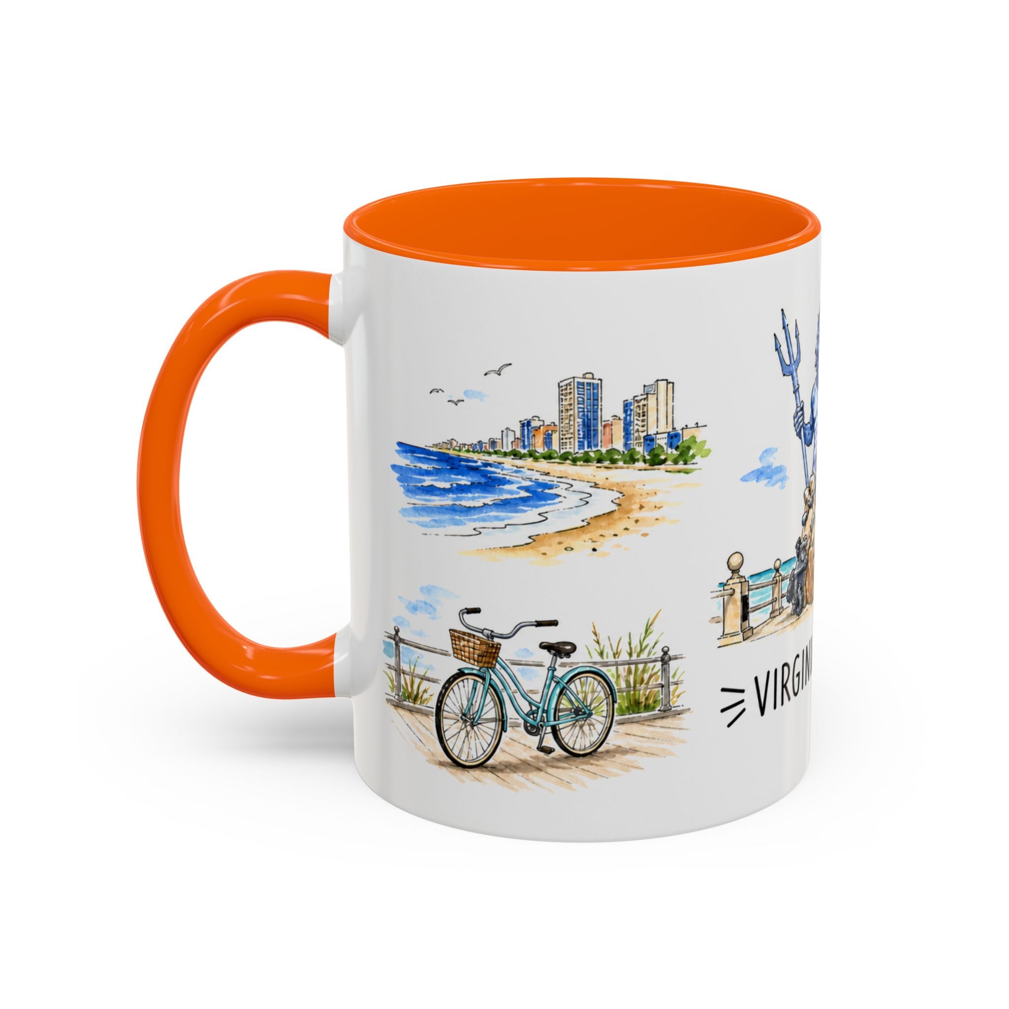 Virginia Beach Illustrated Travel Mug | City Souvenir Accent Coffee Mug | 11oz 15oz Ceramic Cup
