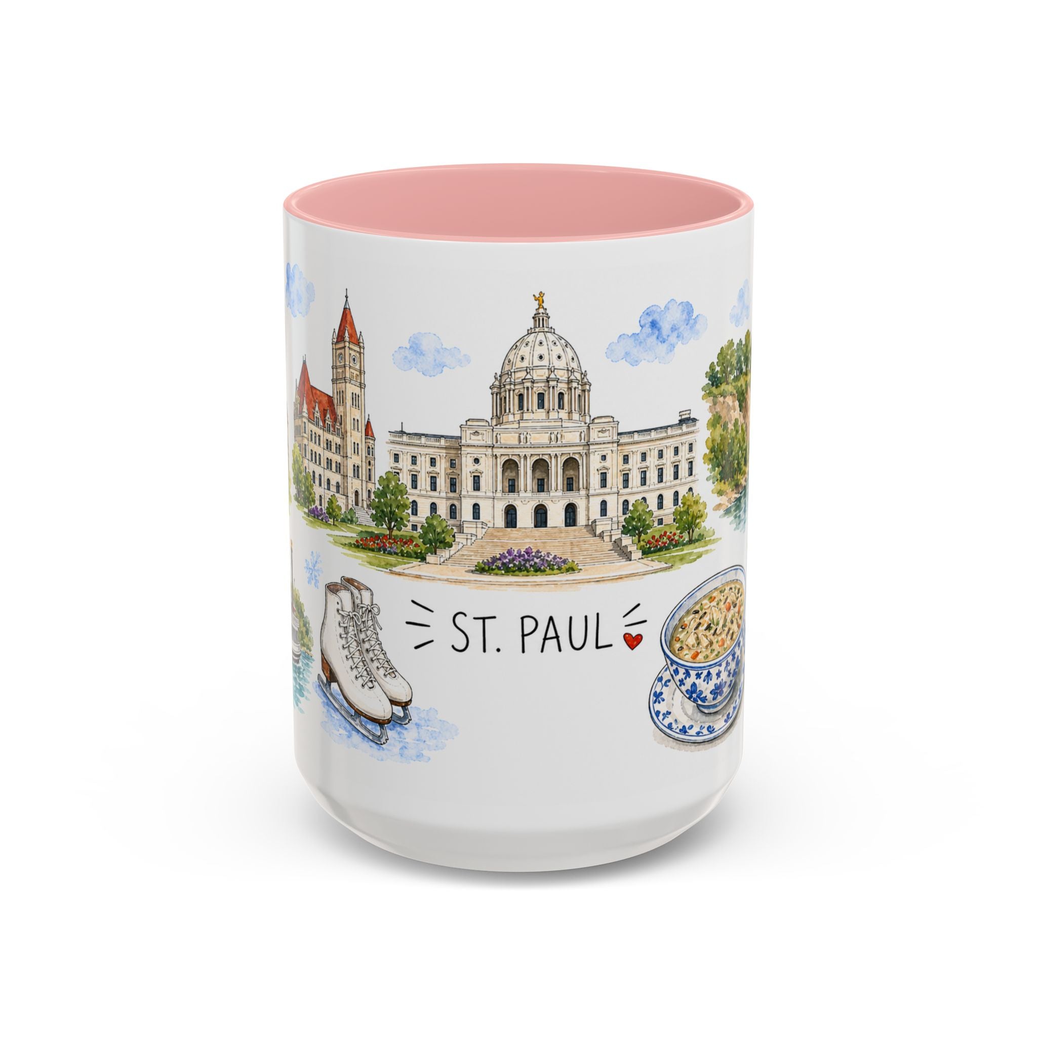 St. Paul Illustrated Travel Mug | City Souvenir Accent Coffee Mug | 11oz 15oz Ceramic Cup