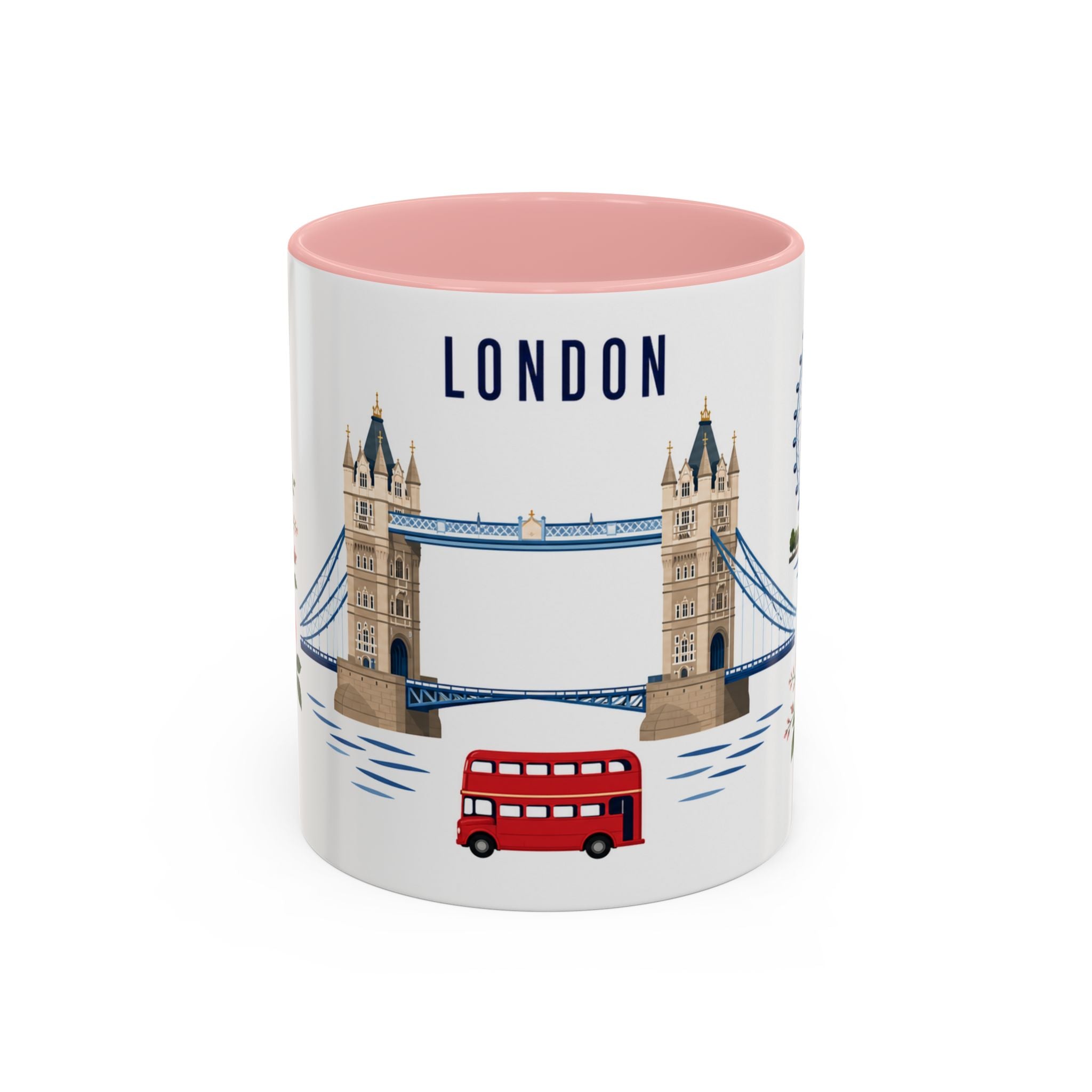 London Coffee Mug | United Kingdom Travel Souvenir | Porcelain Decal City Gift | 11oz 15oz Accent Mug