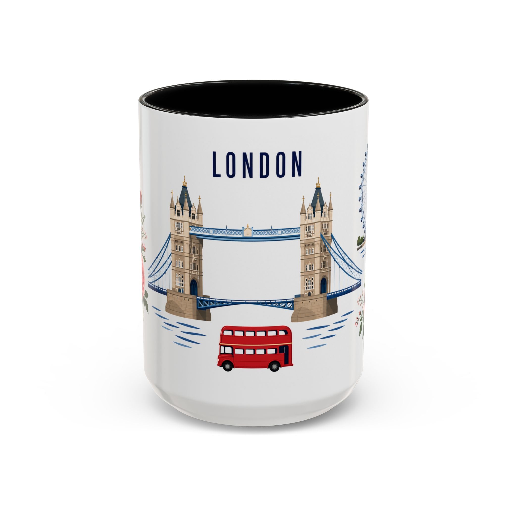 London Coffee Mug | United Kingdom Travel Souvenir | Porcelain Decal City Gift | 11oz 15oz Accent Mug