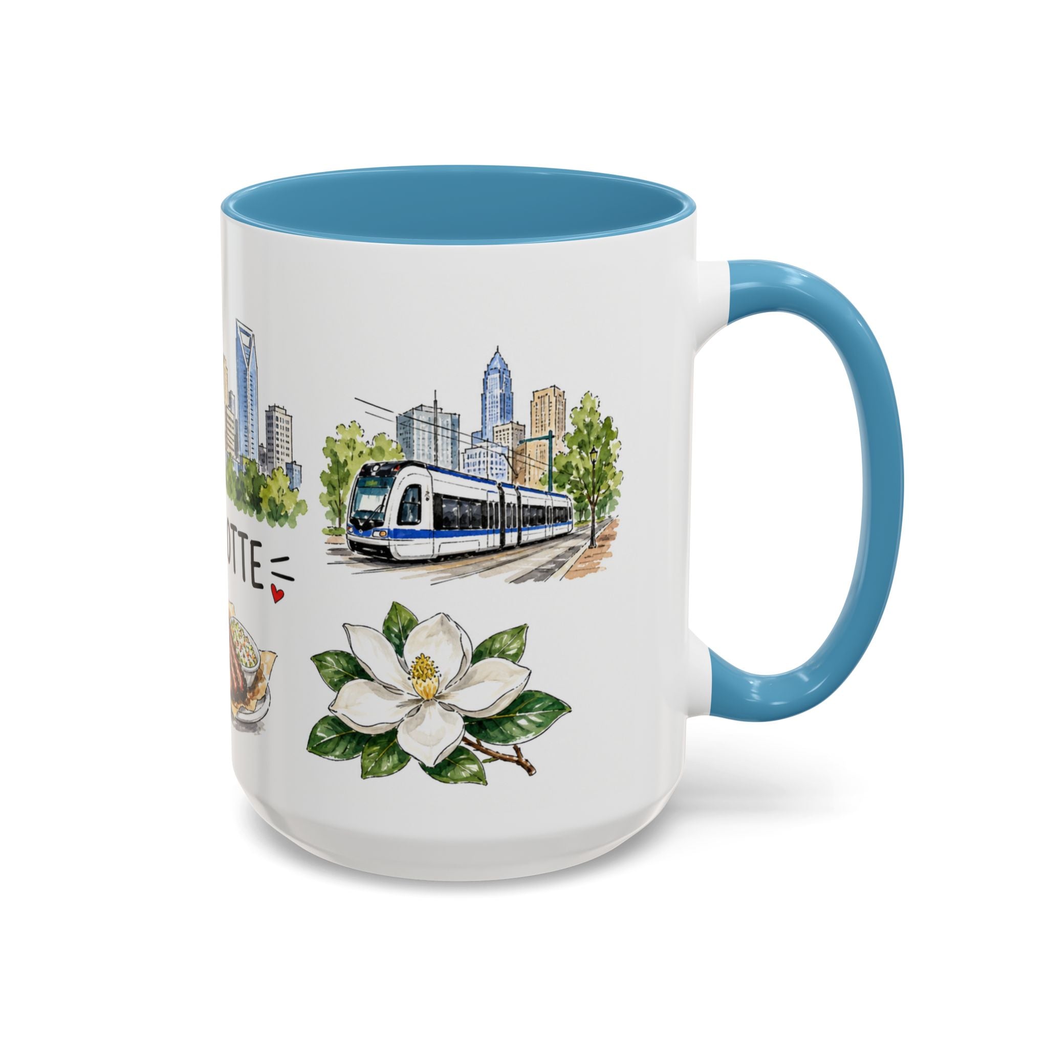 Charlotte Illustrated Travel Mug | City Souvenir Accent Coffee Mug | 11oz 15oz Ceramic Cup