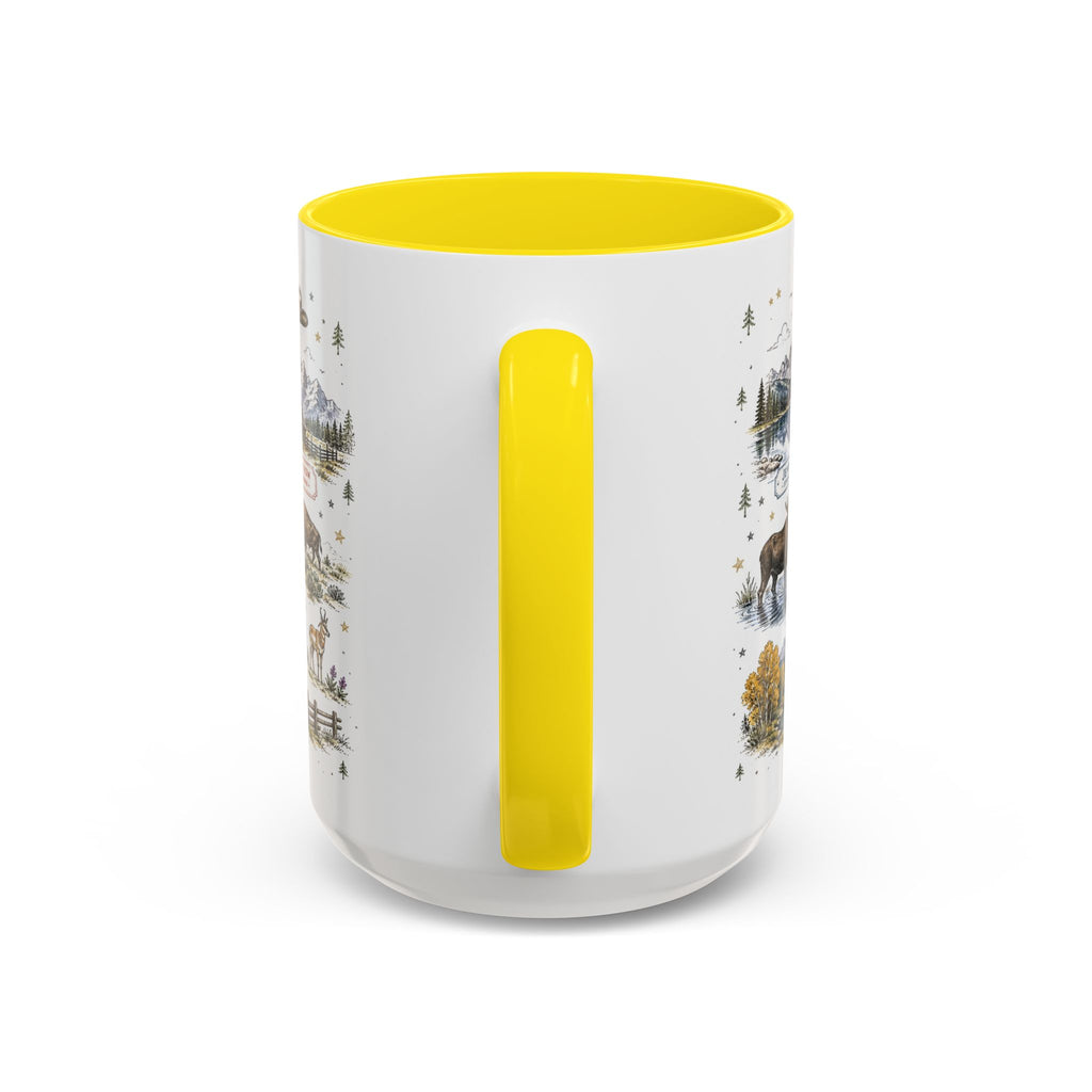 Grand Teton Coffee Mug | National Park Hiking Wyoming Gift | Accent Color Ceramic 11oz 15oz